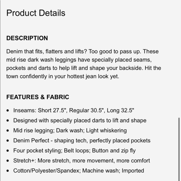 Express Denim Perfect Lift Mid Rise Legging - Picture 4 of 8